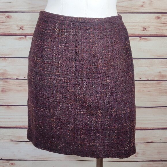 Vintage Burgundy/Red Ann Taylor Tweed Skirt - Picture 1 of 8